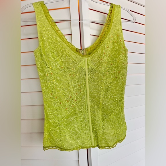 La Perla Vintage Lime Green Lace beaded Women Top - Picture 3 of 12